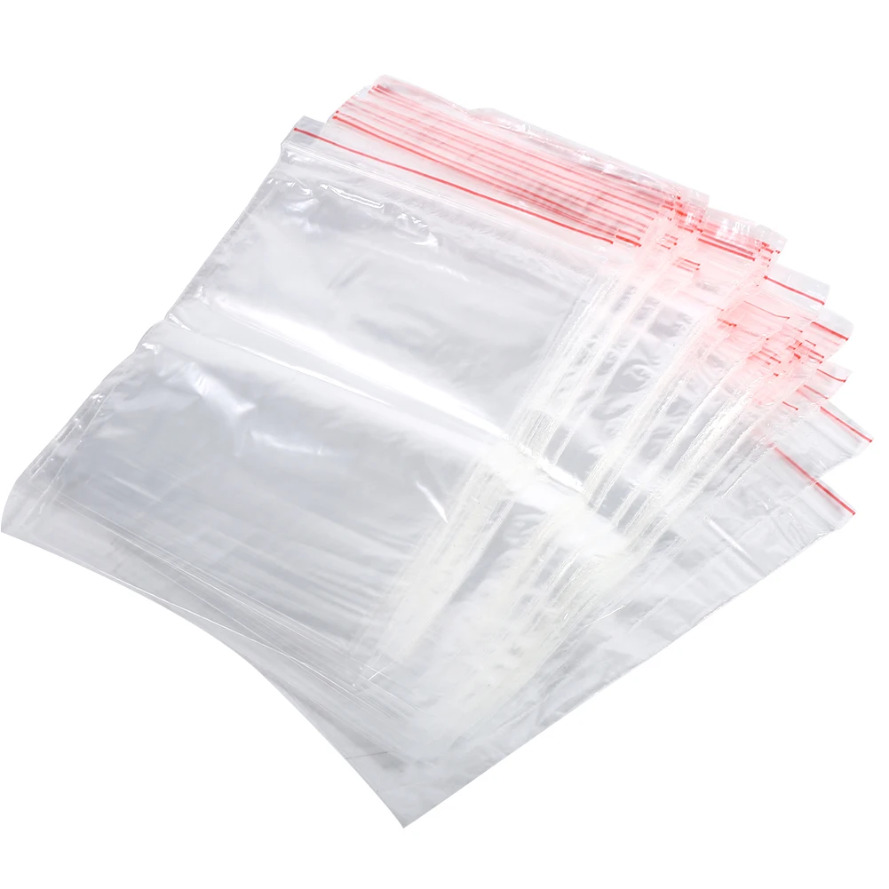 100Pcs Reusable Zip Lock Transparent Plastic Sealing Packaging Bags For Home Kitchen Candy Nut Food Storage