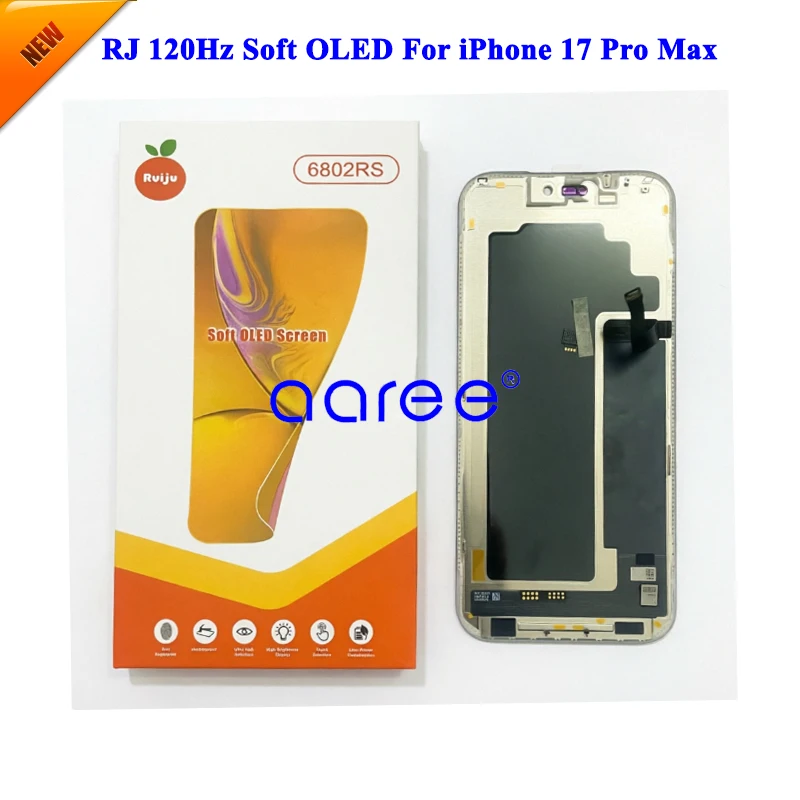RJ Brand 120Hz Soft OLED Display For iPhone 17 Pro Max Soft OLED Display LCD Screen Touch Digitizer Assembly