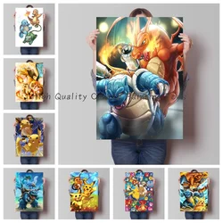 Pokémon Pikachu Periférico Canvas Pintura Decorativa, Charizard, Blastoise, Cartaz Estilo Anime, Imagem Wall Art, Decoração do quarto