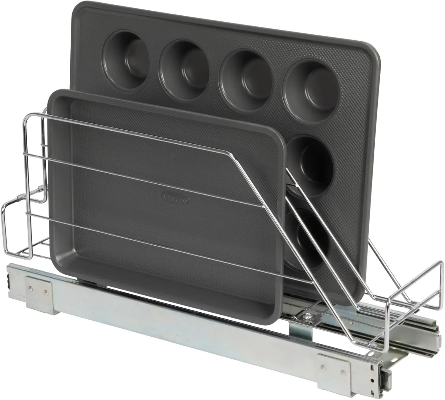 

Glidez Multipurpose Chrome-Plated Steel Pull-Out/Slide-Out Storage Organizer for Cookware and Bakeware - Fits Standard Size C