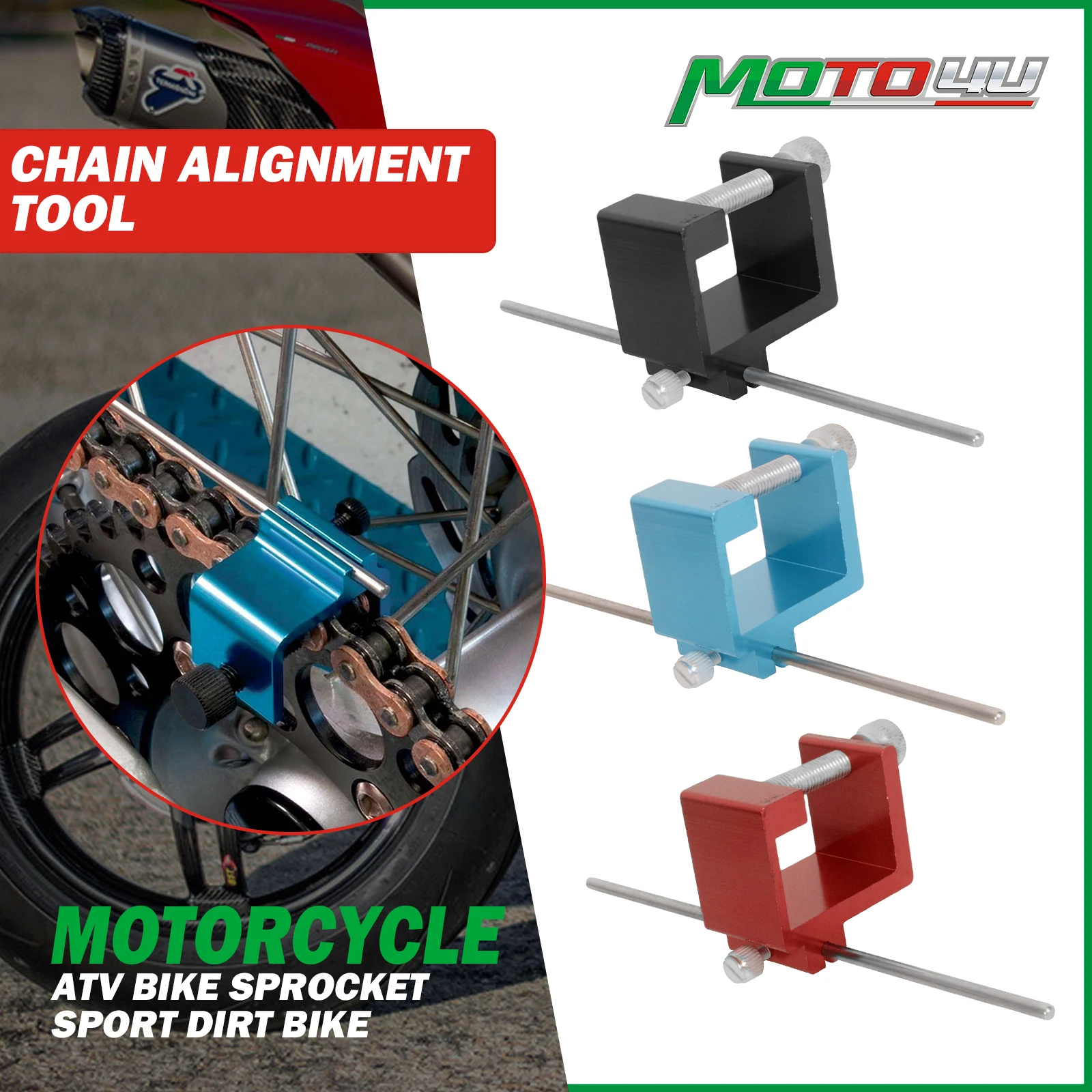 

3 Colors Universal Motorcycle Motorbike Chain Sprocket Alignment Tool ATV Motorcycle Chain Alignment Tool Dirtybike Heavy MX
