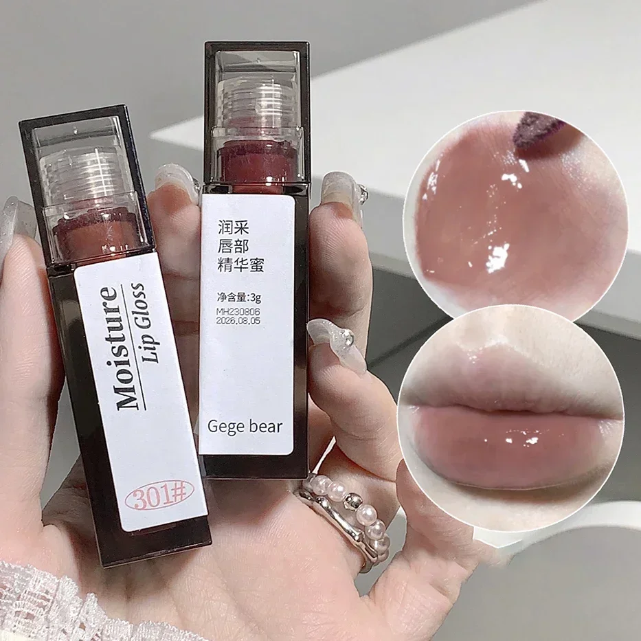 

Mirror Lip Glaze Lip Oil Clear Water Light Lip Gloss Crystal Lip Tint Lasting Non-stick Cup Punk Smoky Liquid Lipstick Makeups