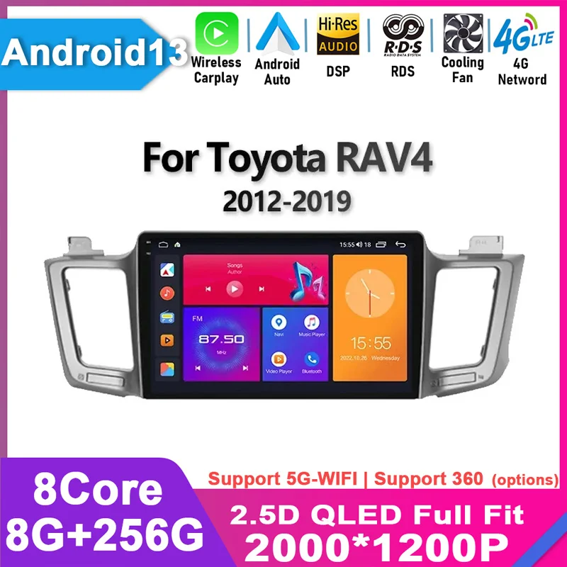 

For Toyota RAV4 RAV 4 xa40 2012-2019 Carplay auto Ridio Car stereo Multimedia video player DSP 48EQ Android 13 4G LTE 2 din dvd