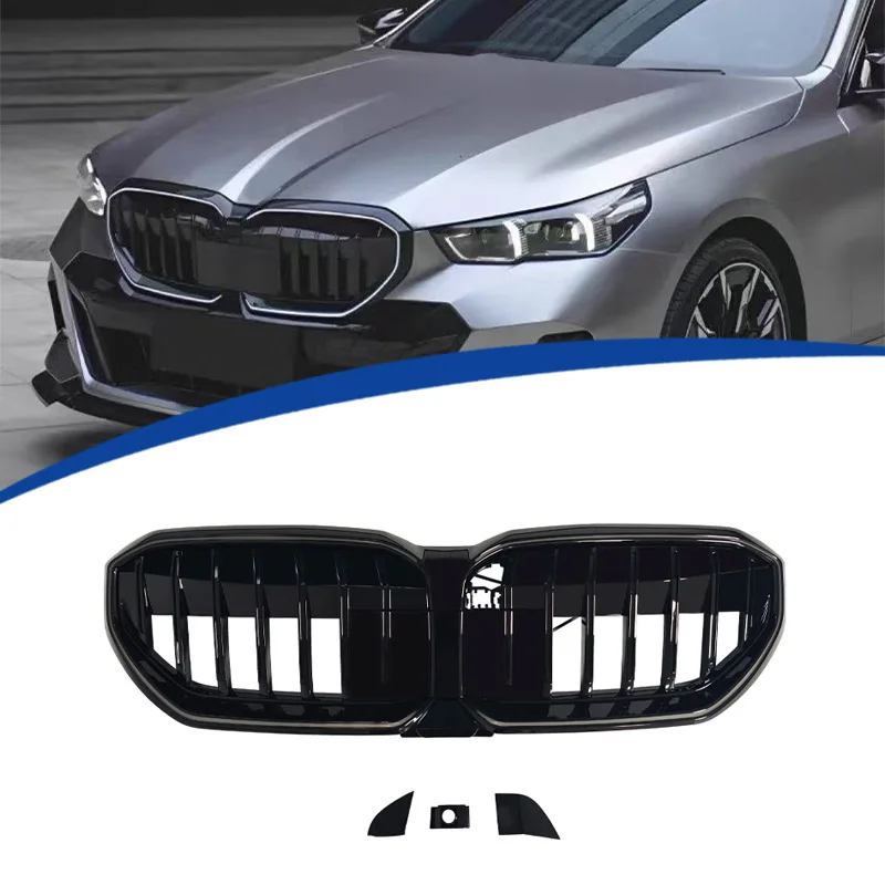 Grille Gloss Black Luminous Front Grill Fit BMW 5 Series G60 2023-2026 Direct Replacement Exterior Mod Parts