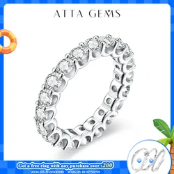 ATTAGEMS New in Round Cut 3.5mm Moissanite Rings  D Color VVS1 Etenity Diamond Engagement  Wedding Bands For Women