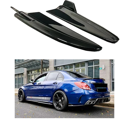 Real Carbon Rear Bumper Splitter Fins Lip For Benz W205 C300 C400 C43 C63 15-19