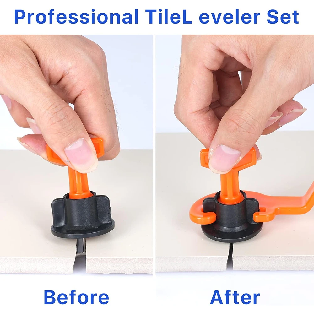 Tile Leveling System Kit,Tile Leveler Spacers+Cross-Tile Spacers+Wrench+ Replaceable Spare Steel T-Pin,Tools for Wall Floor Tile