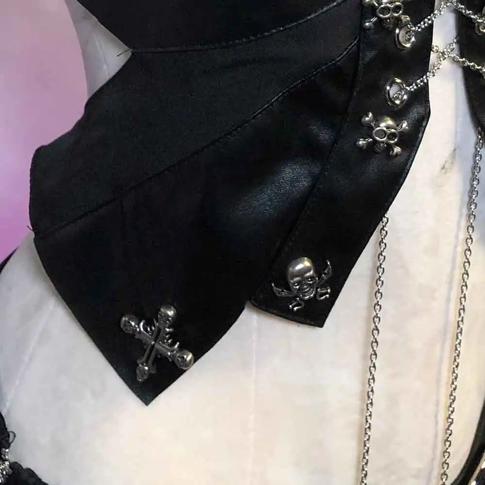 Punk Rock Teen Eco E-Girls DIY Grunge Emo Goth Harajuku Hand Made 90s Y2K Halter Camisole TOPS Kawaii Festival Outfit Gothic