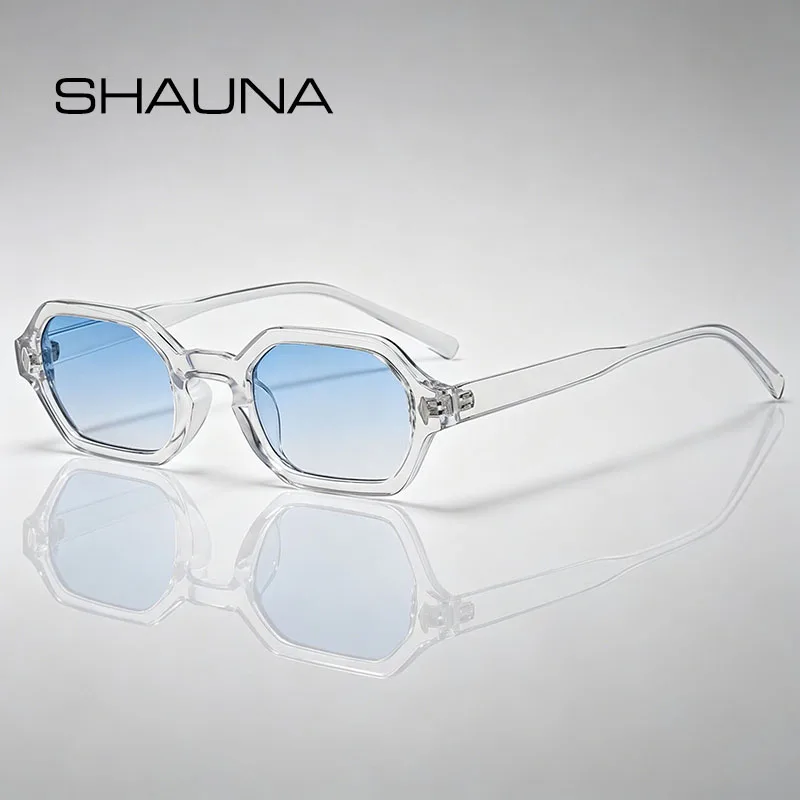 SHAUNA Retro Kleine Polygon Rechteck Sonnenbrille Frauen Shades UV400 Mode Klare Gradienten Objektiv Männer Retro Nieten Rahmen