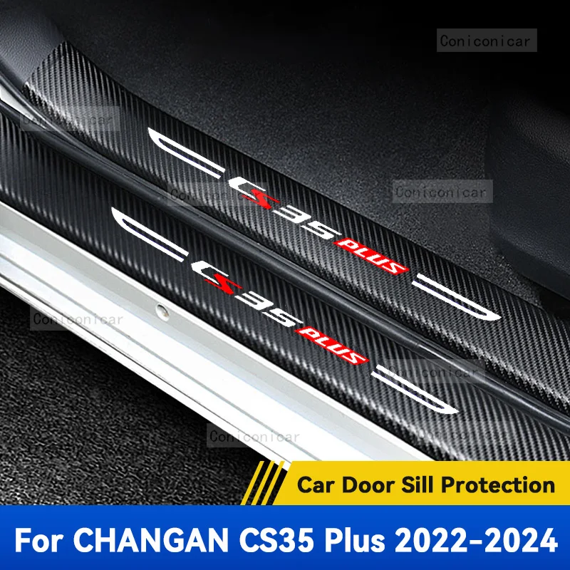 Car Door Sill Scratch Protection Trim Sticker For CHANGAN CS35 PLUS 2022-2024 Car Door Threshold Stickers Decoration Accessories