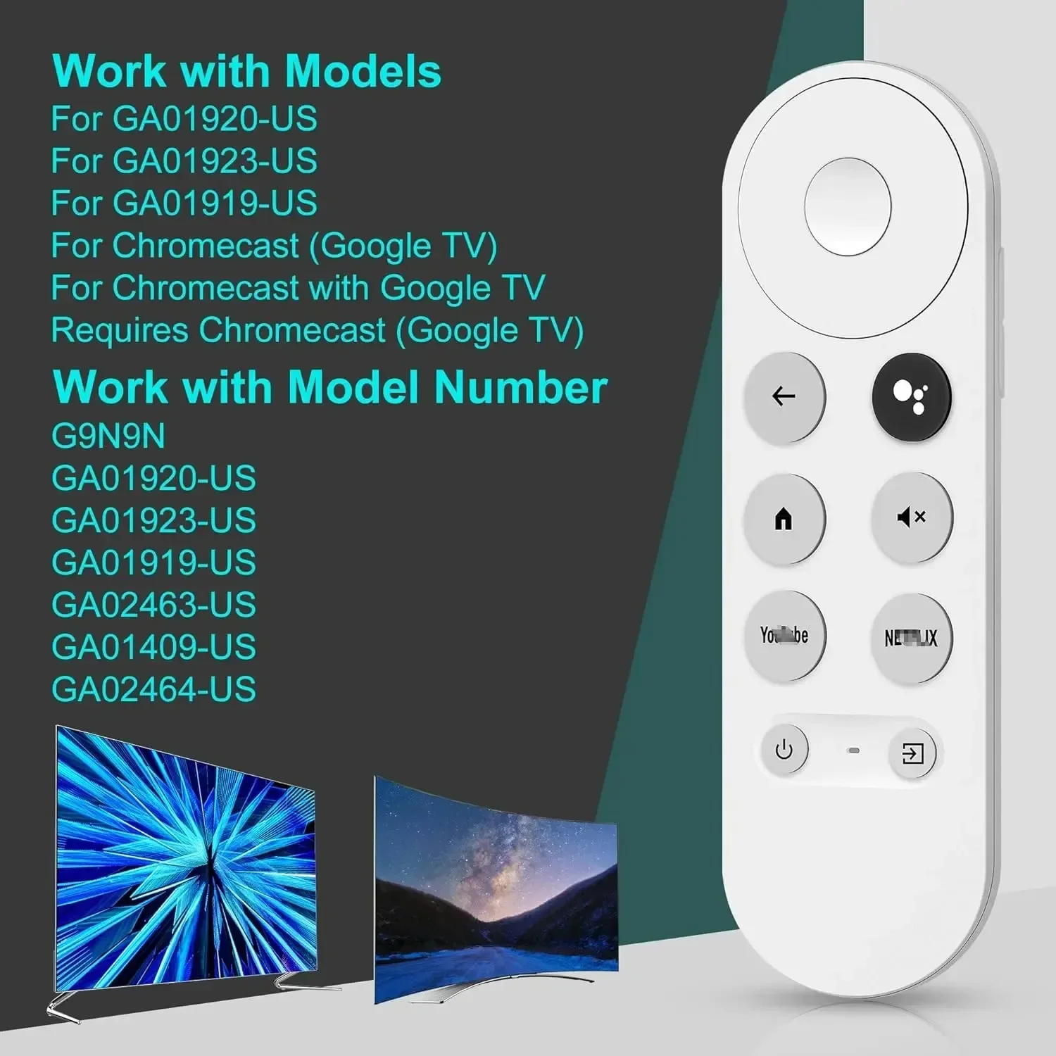 Remote Control For Chromecast Google TV G9N9N — DHMI Bluetooth Pairing Voice Control Smart Home Remote Control