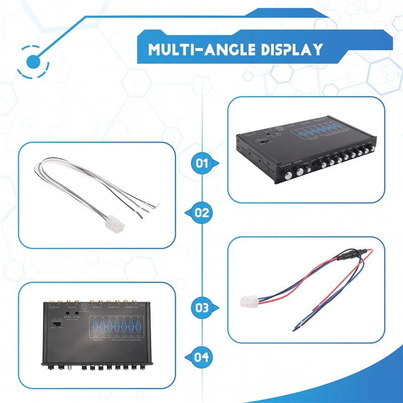 

AT93-7 Band Car Equalizer Audio EQ Tuning Crossover Amplifier Parametric Car Preamplifier Audio Equalizer +-12Db