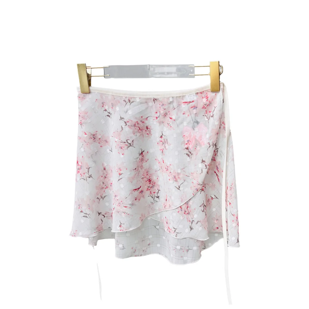 تنورة باليه بأربطة، تنورة رقص نسائية بيضاء زهرية وردية، تنورة ممارسة الجمباز، ملابس نسائية للبالغين، تنورة غنائية