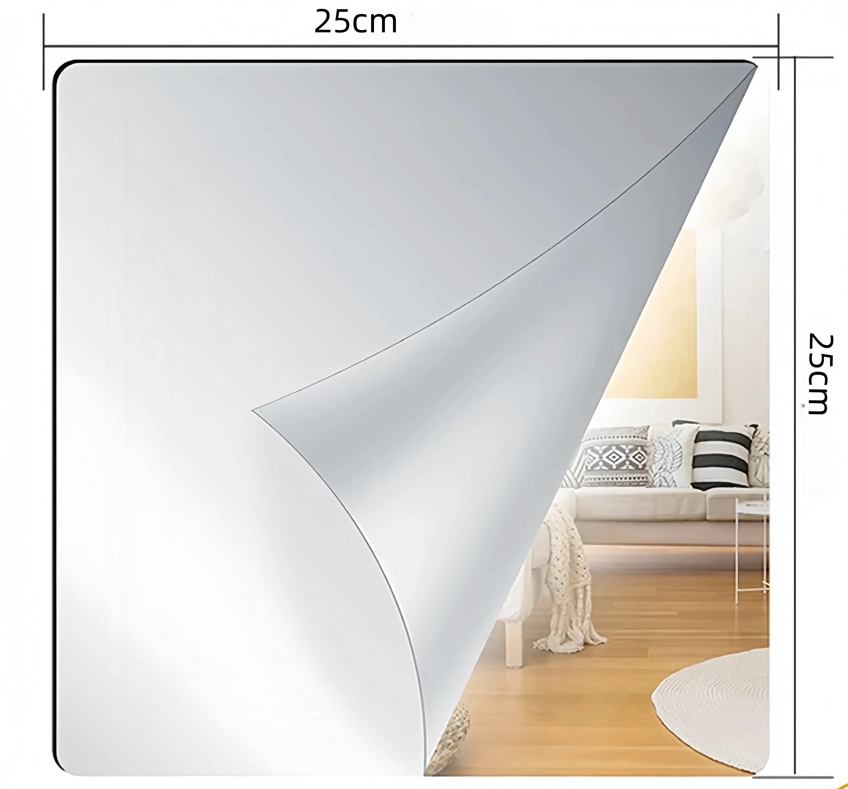 4 قطعة 25/35 سنتيمتر ثلاثية الأبعاد ذاتية اللصق مرآة ملصقات جدار سميكة 2 مللي متر مرنة DIY بها بنفسك الفن الاكريليك ملصقات للمرايا غرفة المعيشة الديكور #3