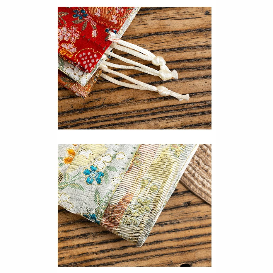 الرباط الرباط حقيبة المنسوجة النسيج الحرير الديباج حقيبة المجوهرات الأزهار التطريز حقيبة المجوهرات لينة للمنزل هدايا الفتيات