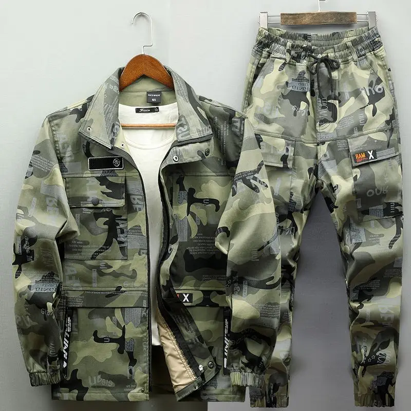 Ropa de trabajo para primavera y otoño, traje delgado de camuflaje con múltiples bolsillos, ropa fuerte para deportes al aire libre, Protección