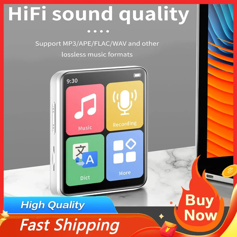 MP3 Player Bluetooth 5.0 Full Touch Screen Student Walkman Hifi Sport Music Player Mp4 Video Player Built In Speaker With E-Book