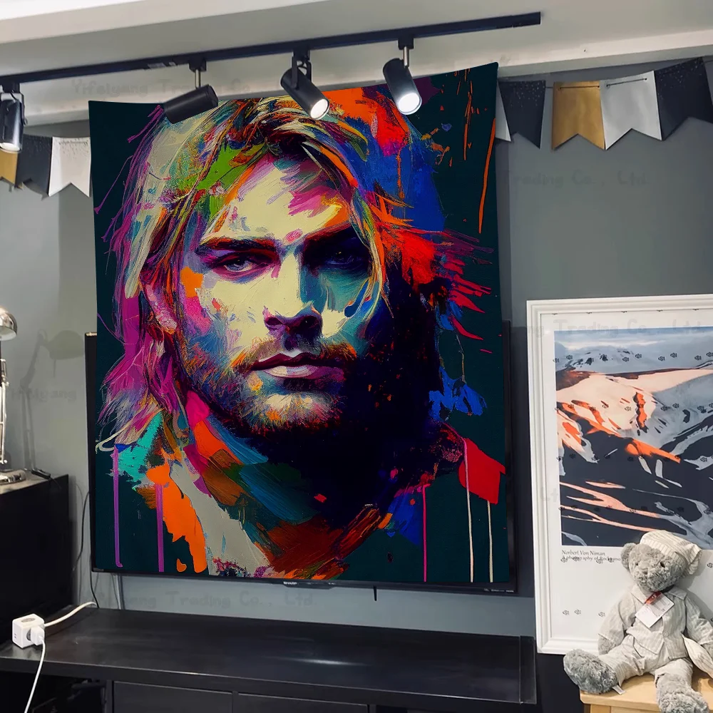 Singer Kurt Cobain Wall Tapestry Hanging Tarot Hippie Wall Rugs Dorm Wall Hanging Sheets