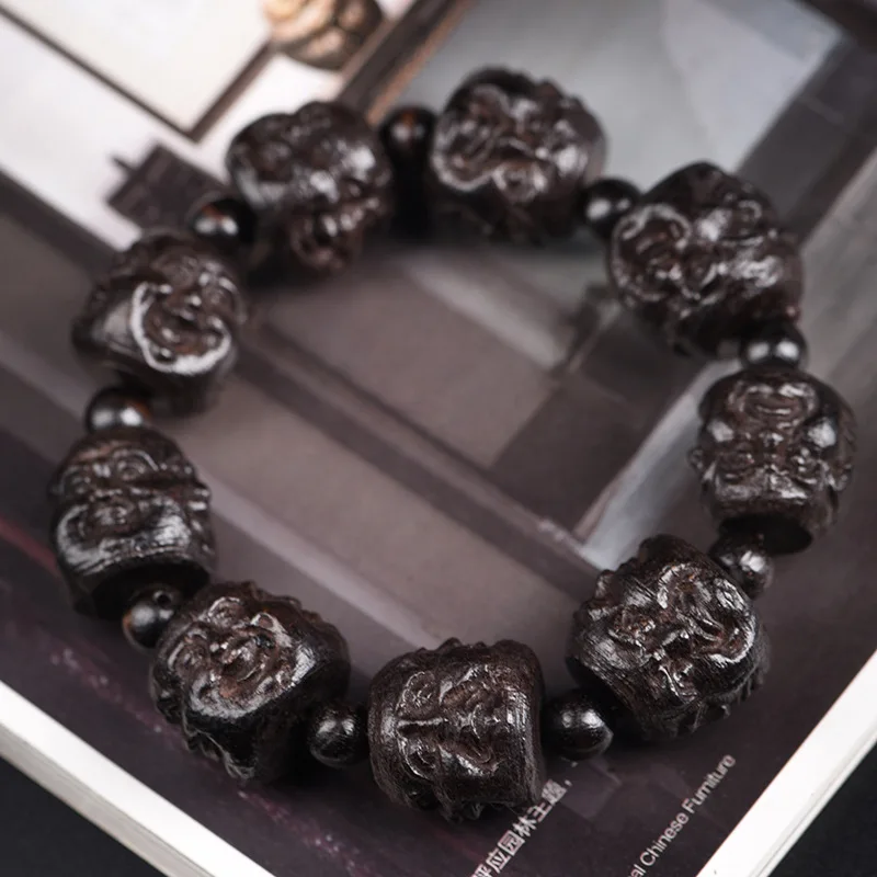 Handmade Wenge Peach Wood Tibetan Bracelet For Men Positive Energy Meditation Healing Strand Braslet Anti Evil Accessories