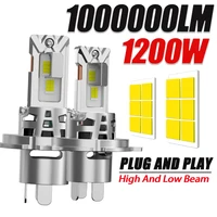 Bombillas de faros de coche H4 Bi LED, ventilador Turbo de haz alto/bajo CANBUS de alta potencia de 1200W, focos superbrillantes para automóvil/Moto, luz antiniebla Plug & Play