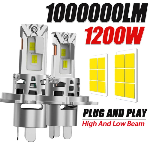 Bombillas de faros de coche H4 Bi LED, ventilador Turbo de haz alto/bajo CANBUS de alta potencia de 1200W, focos superbrillantes para automóvil/Moto, luz antiniebla Plug & Play