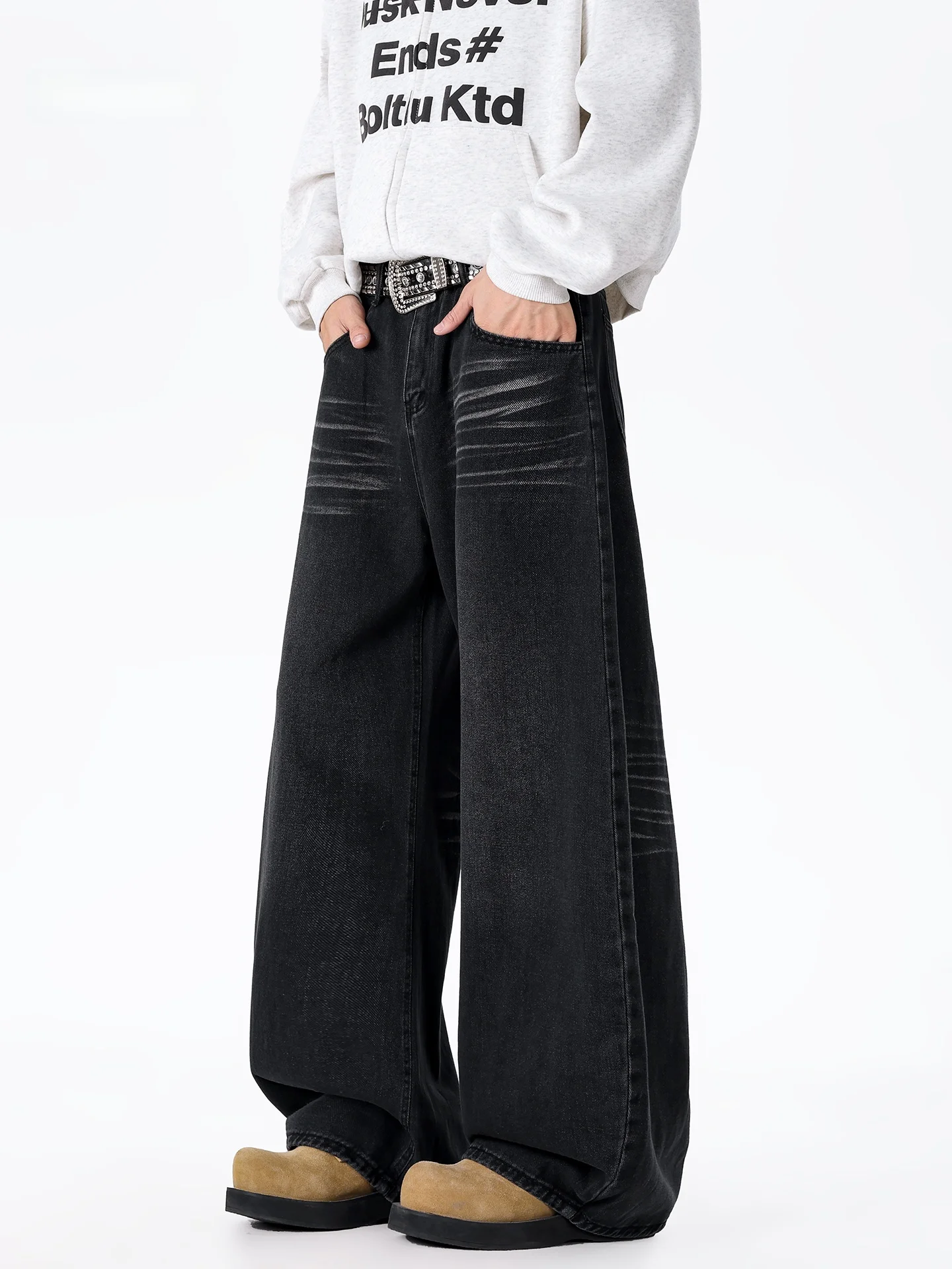 

Retro American Jeans Men's Straight Leg Wide Leg Long Trousers Autumn Faion Brand Cleanfit Waed Denim Pants