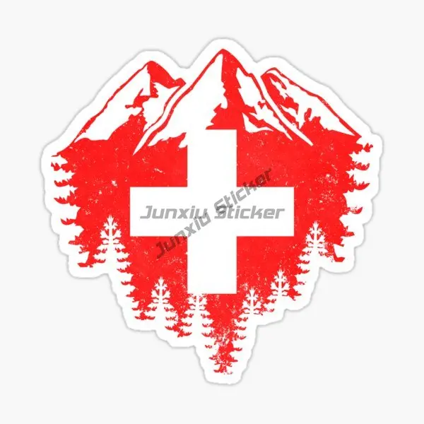 Swiss Alps Switzerland Vinyl Car Sticker Travel Luggage Mountains Ski Surf Skateboarding Hip Hop Decals Car Styling