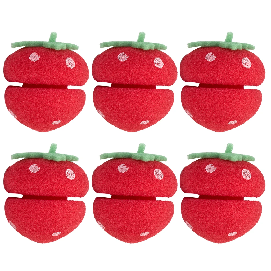 Pack 6pcs Straberry Balls Curler Bun Round DIY Soft Foam Sponge