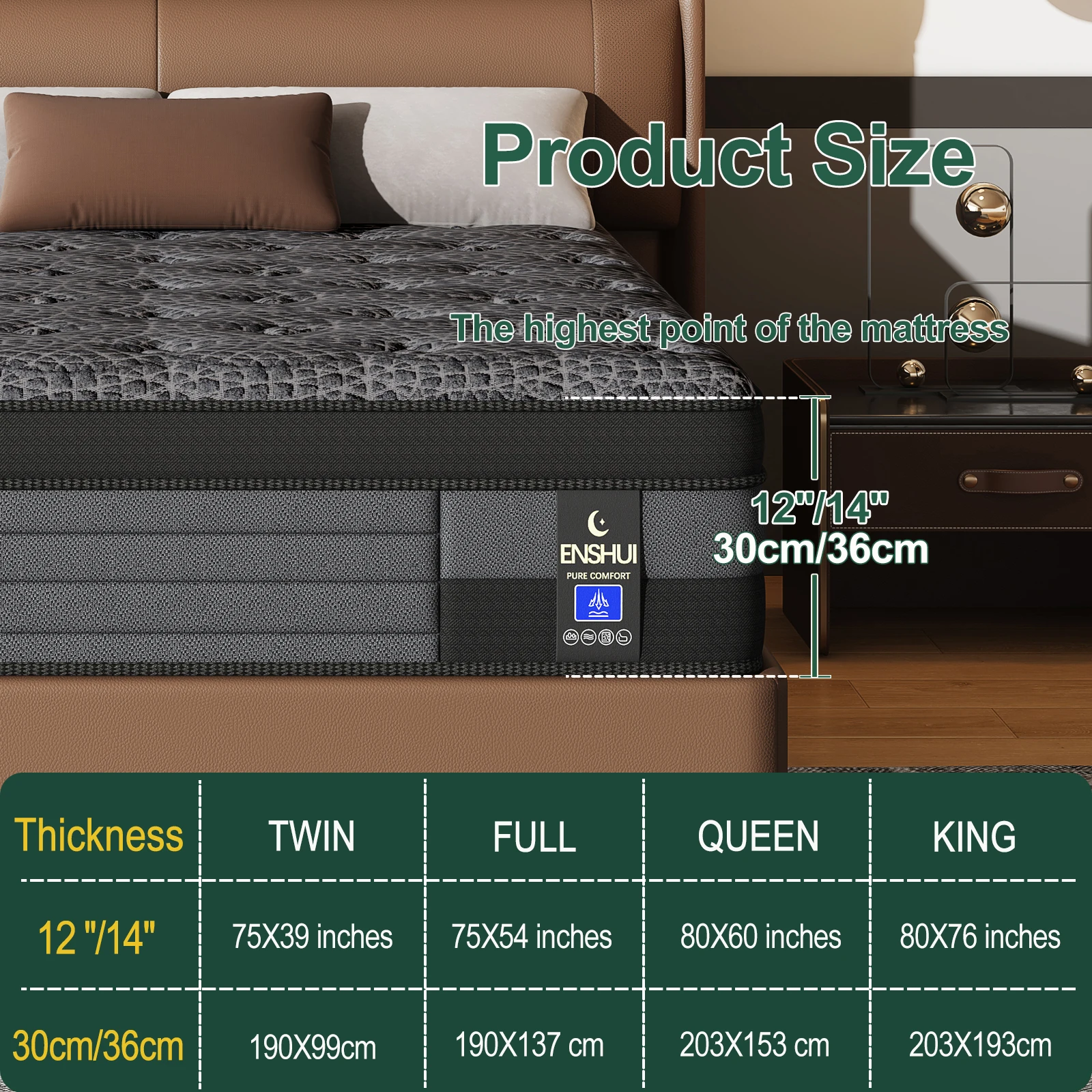 12"Twin Full Queen King Hybrid Mattress For Back Pain Relief Feel, Breathable, CertiPUR-US Certified,In a Box,Motion Isolation