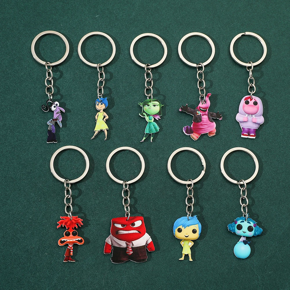 1pc Disney Inside Out Acrylic Cartoon Anime Pendant Keychains Key Holder Car Key Chain Key Ring Mobile Bag Hanging Jewelry Gifts