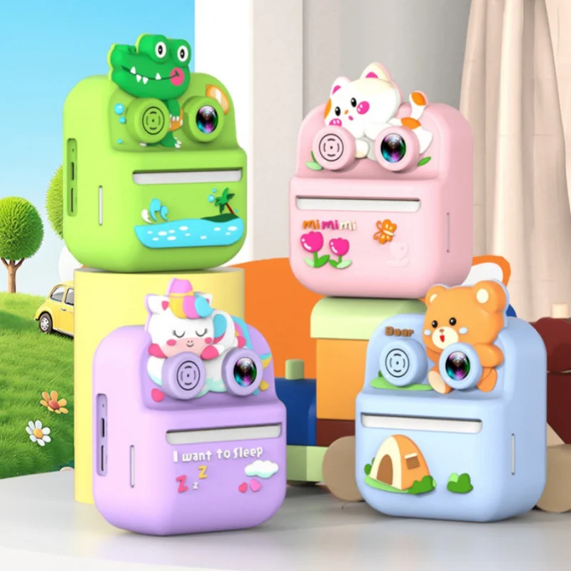 1pc HD Kindercartoon Eenhoorn Instant Print Mini Digitale Speelgoedcamera Muziekspelmeconsole