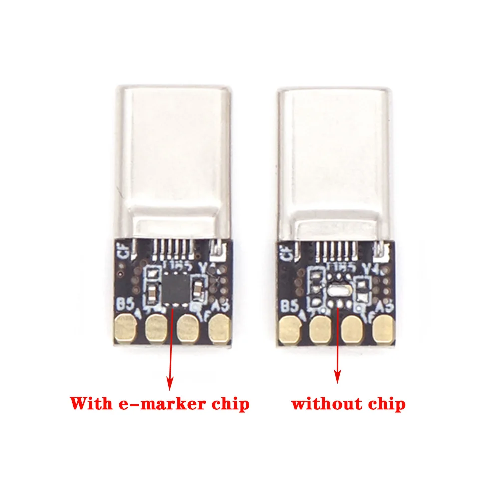 PD Fast Charging 100W TYPE C Charging Plug Connector With e-marker Chip Terminal Shell 5A Data Wire Plug DIY Welding Wire Access