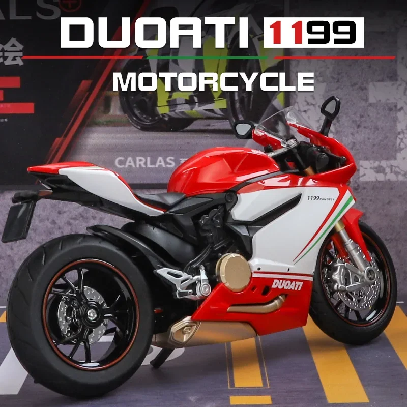 1:12 Ducati 1199 Simualtion Racing Motorcycle Model Collection Miniature Voiture Sound Light Diecast Motorbike Toy Boy Gift M69