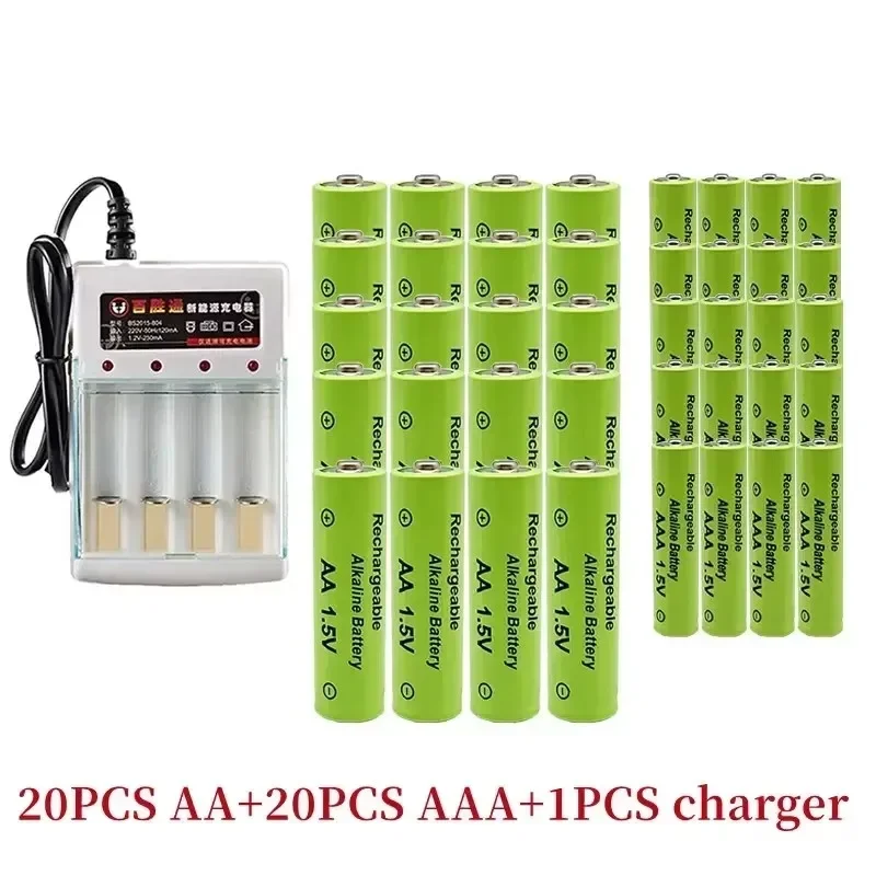 1.5V rechargeable battery, AAA3800 + AA 3000mAh+Charger, alkaline technology, suitable for remote control, toys / computers, etc