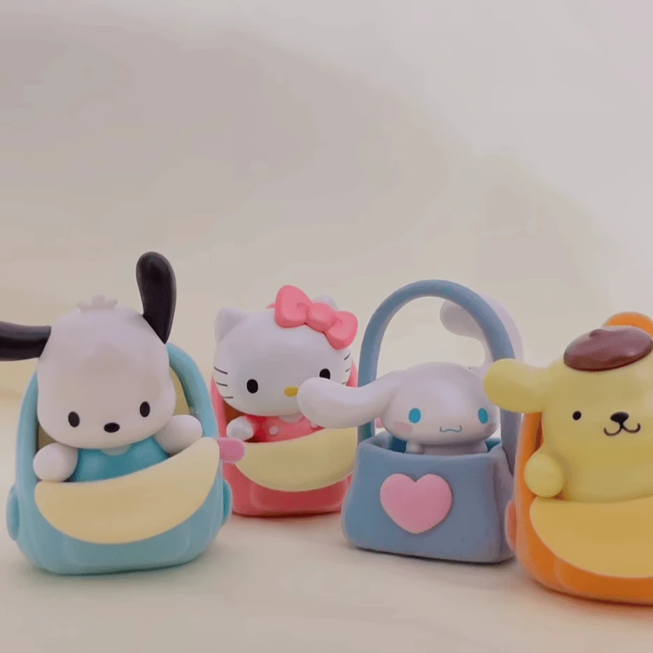 Bolsa llamativa en movimiento de corazón Sanrio genuino, caja ciega de frijol, juego de marea de grano, regalo hecho a mano