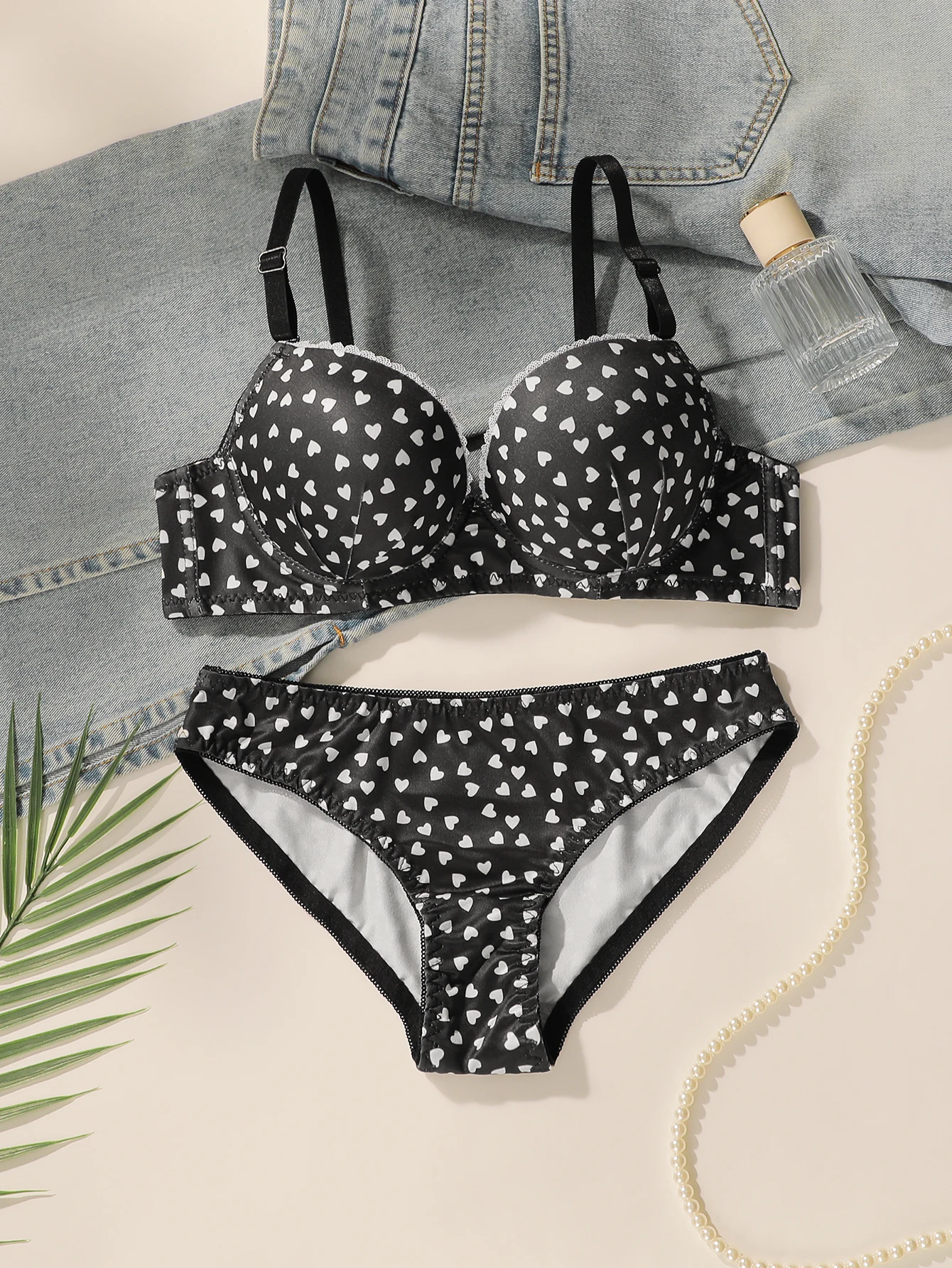 Sexy Lingerie Set Push Up Bra with Steel Ring Printed Panty Set for Women Daily Wear Comfort Bra Underwear Fashion Lingerie