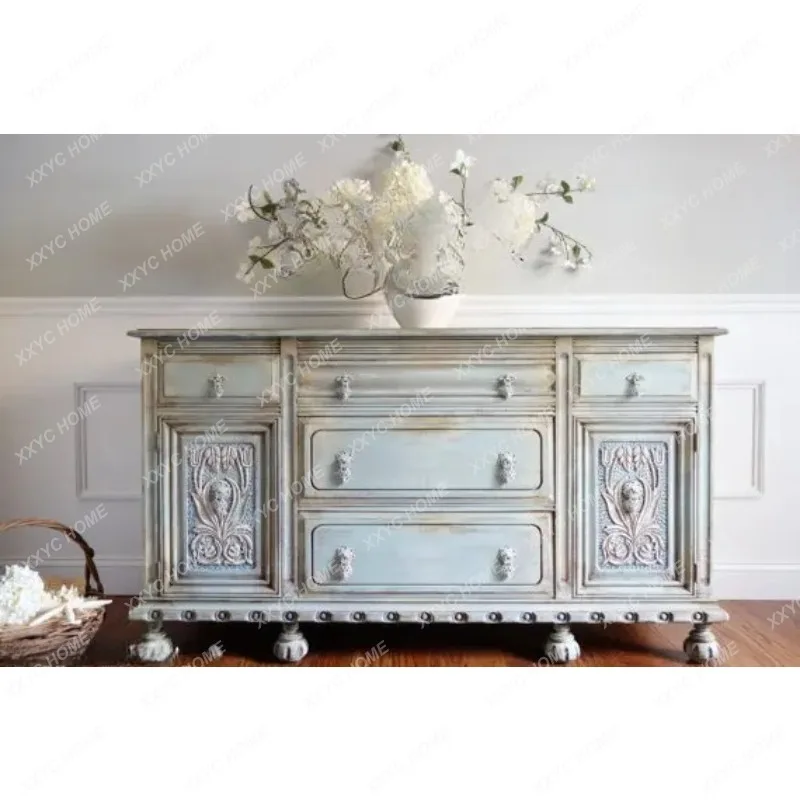 XX country classical hand-painted shabby chic side cabinet  solid wood TV cabinet