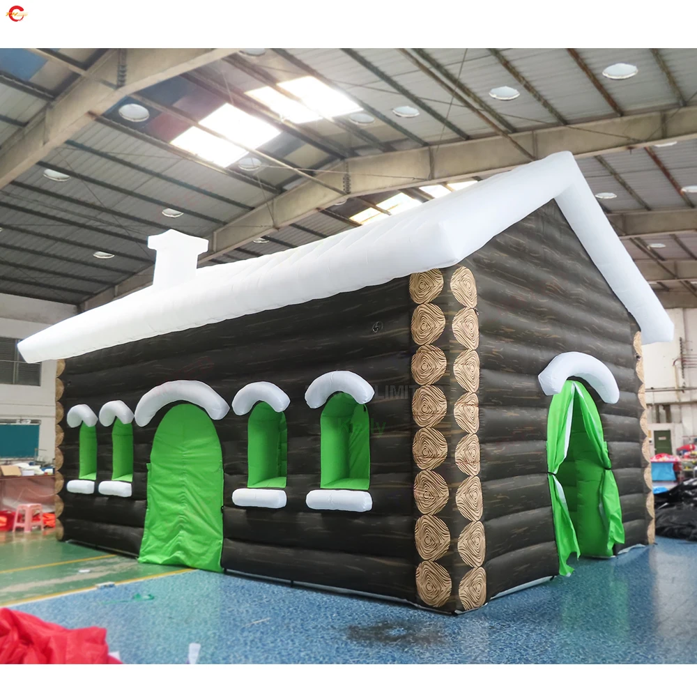 Fast Shipping Custom Made Giant Inflatable Christmas House for Celebration Xmas Inflatable Santa House with Blower