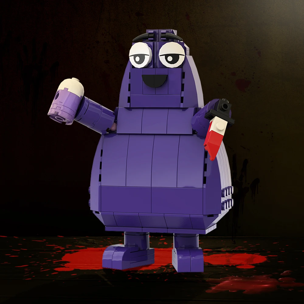 Grimace Shake Building Blocks Moc Killing Figure Model Sets Bricks Purple Milkshake Play Dead Toys Adult Kids SansGary Dheusta