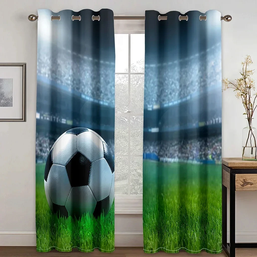 Rood Wit Blauw Vlag Voetbalgordijnen Ballen Voetbal Ontwerp 3d Raam Gordijnen Voor Woonkamer Raam Behandeling Gordijnen Cortinas