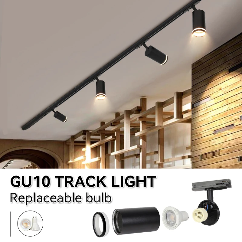 Gu10 Led Spotlight Track Light Rails Spot Led Wall Lamp Track Lighting Ceiling Lamp Fixture For Clothing Shop Living Room Home