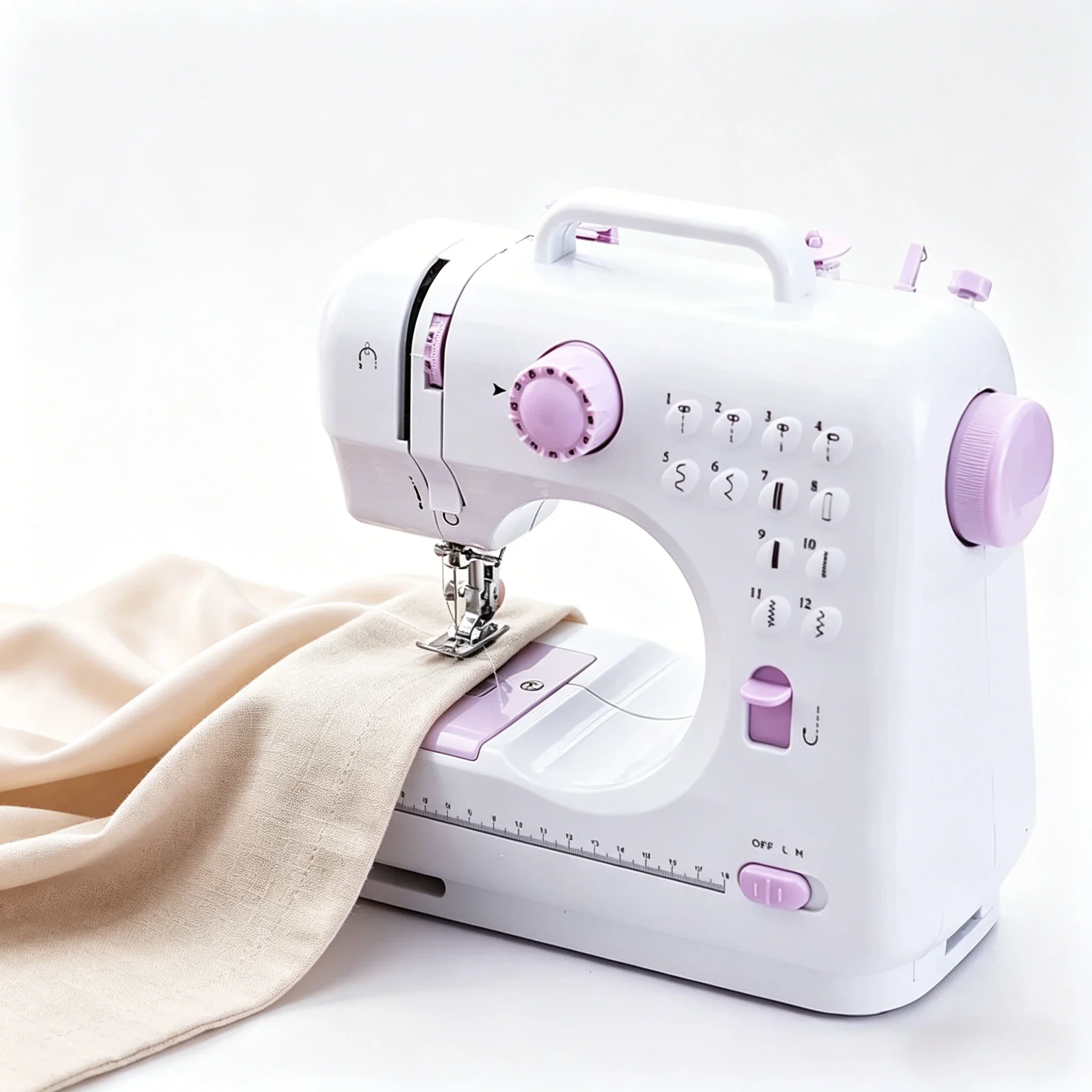 Household Mini Sewing Machine 12 Stitches Dual Mode EU Plug Portable Lightweight Handheld Clothes Sewing Repair Tool
