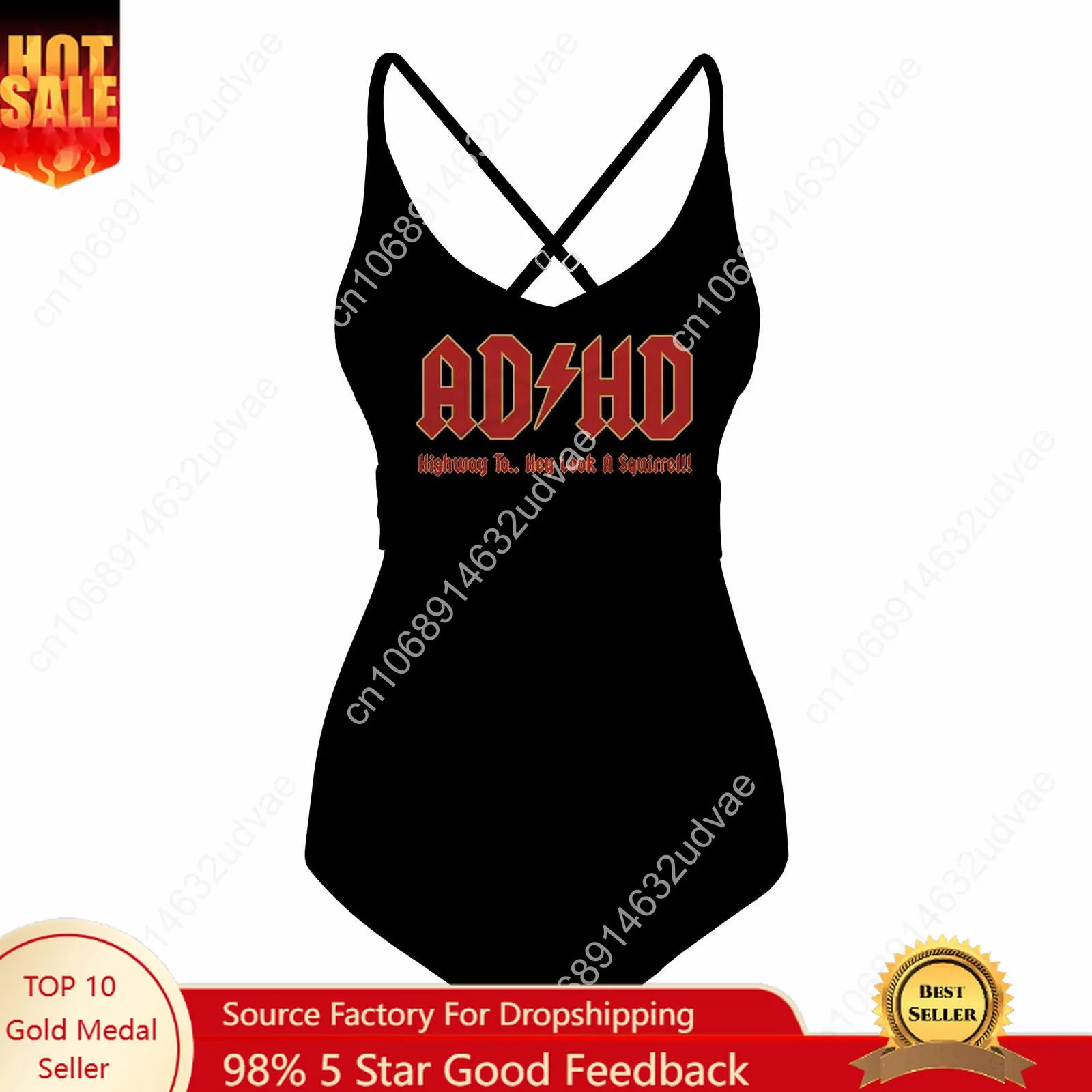 

Go All Out Adult ADHD Highway to Hey Look A Squirrel Funny Music Swimsuit Womens Sling Swimsuits Customize Bathing Suits