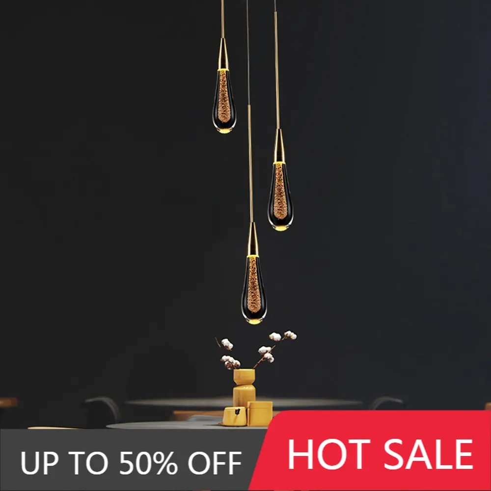 Modern Simple LED Crystal Pendant Lights LOFT Staircase Living Room Home Decor Pendant Lamp Nordic Villa Hanging Light Fixtures