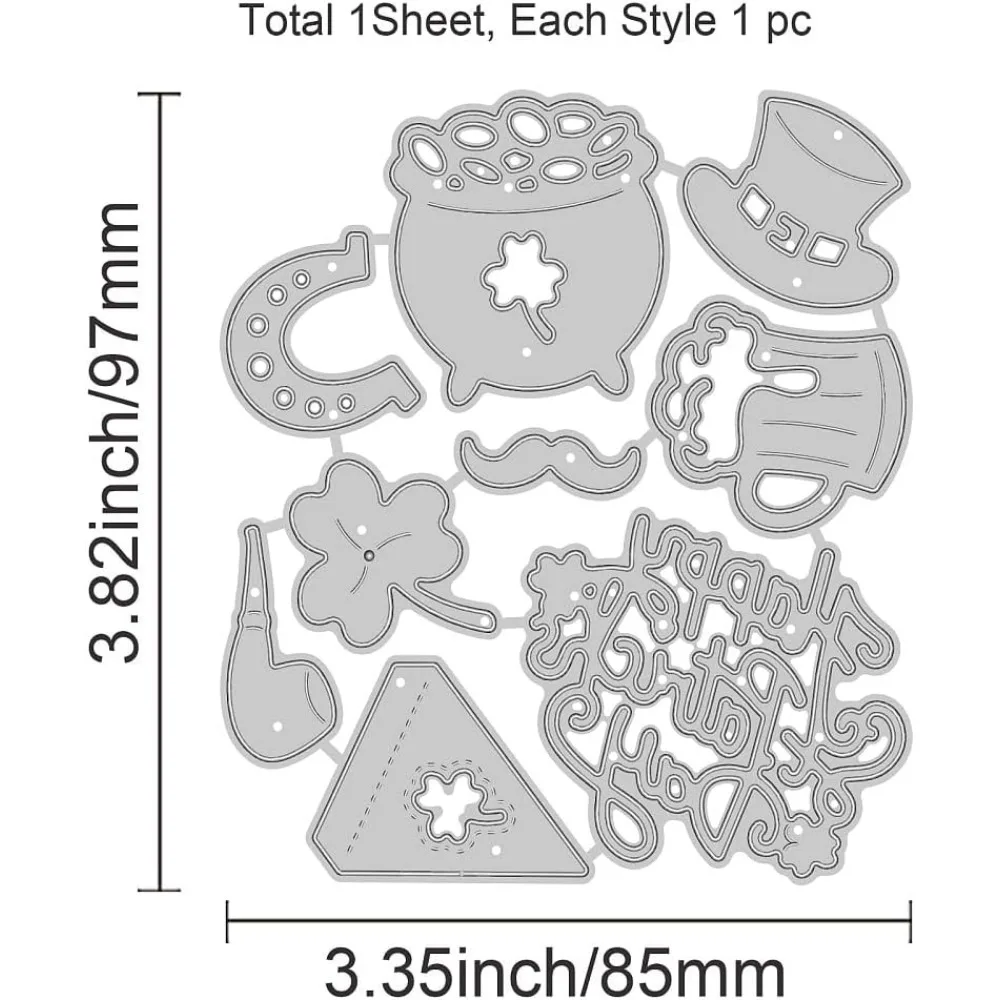 Saint Patrick Day's Day Metal Cutting Dies Clover Hat Banner Stencils for DIY Scrapbooking Wedding Birthday Valentine's Day Card