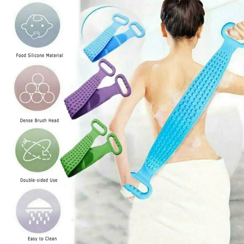 Épurateur de dos pour la douche, brosse pour le corps de bain Inmorven, brosse pour le dos en silicone, épurateur extra long avec poignée, hommes et femmes