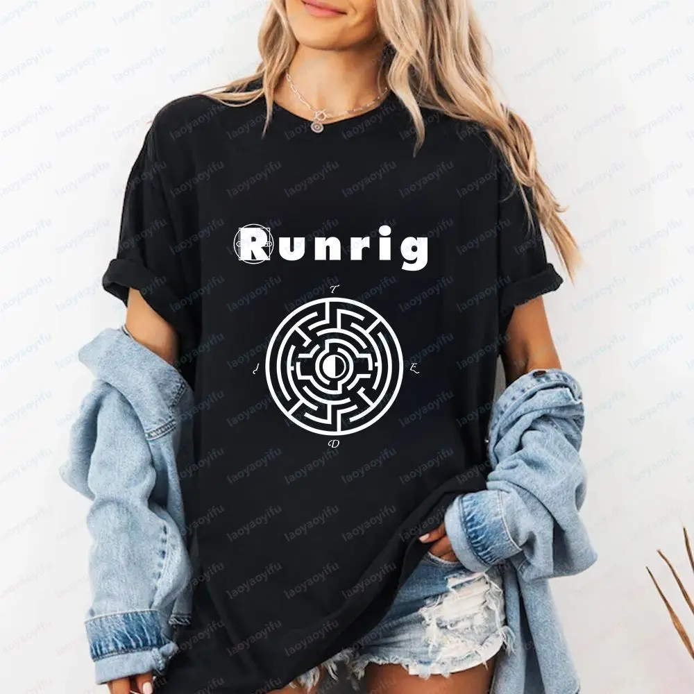RUNRIG - Classic Music Style Band Print T-shirt for Men and Women, Featuring A Trendy and Versatile Design in A Large Size