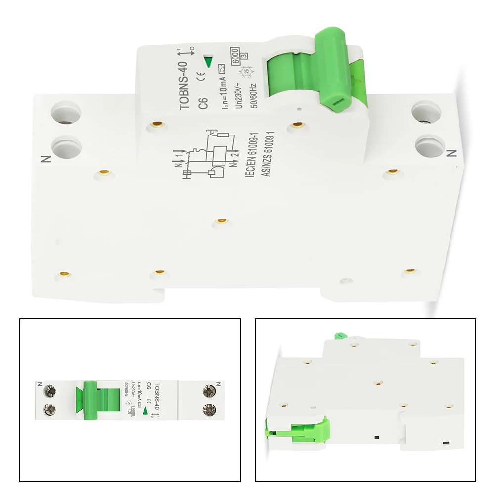 1 disyuntor 6A 16A 20A 32A 40A para RCBO 6KA 18mm 10mA para 1P + N disyuntor de fuga con herramientas eléctricas de sobrecorriente