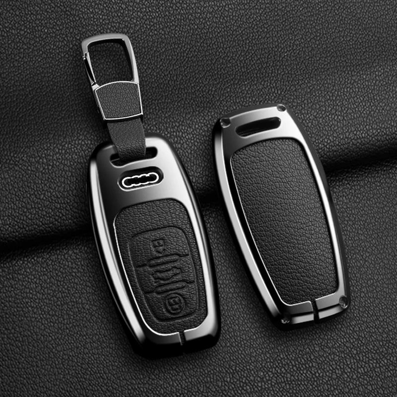 

High Quality Zinc Alloy Leather Car Key Case Cover for Audi A3 A4 A6 C8 A7 S7 4K A8 Q5 S8 Q7 Q8 SQ8 Auto Keychain Accessorie