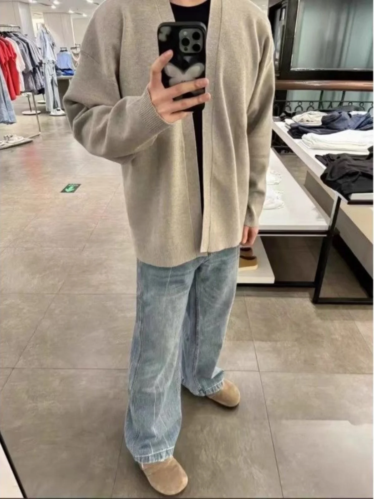 

Men's Knitted Cardigan Sweater Casual Versatile Loose Fit Winter Outerwear Couple's Faionable Cozy round Ne Coat